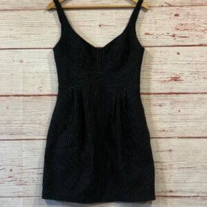 Nanette Lepore Black Pinstriped A-Line Mini Dress Sz 4